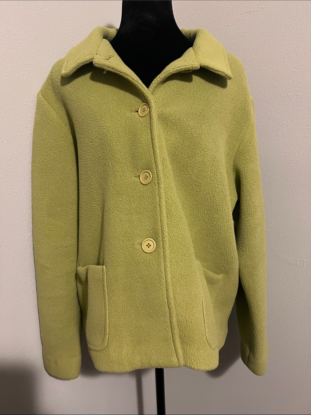 Elliott Lauren Olive-Green Teddy Button Jacket